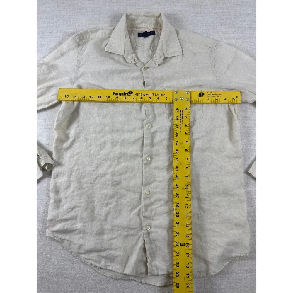Banana Republic Classic Linen Shirt Mens Large Beige Long Sleeve Button Up 0560